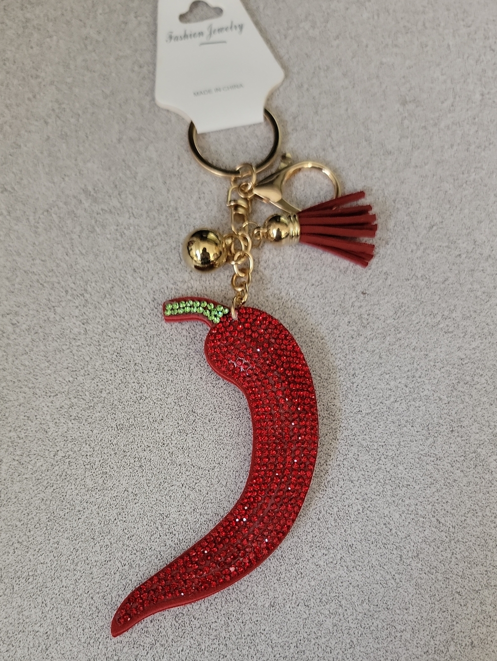 Fashion Jewelry Red Chili Pepper Keychain with Tassel